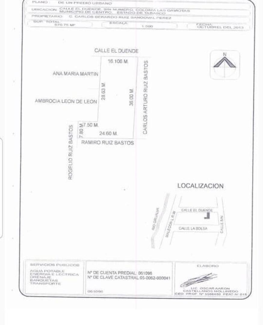 Terreno en Renta o Venta en Gaviotas Norte Villahermosa