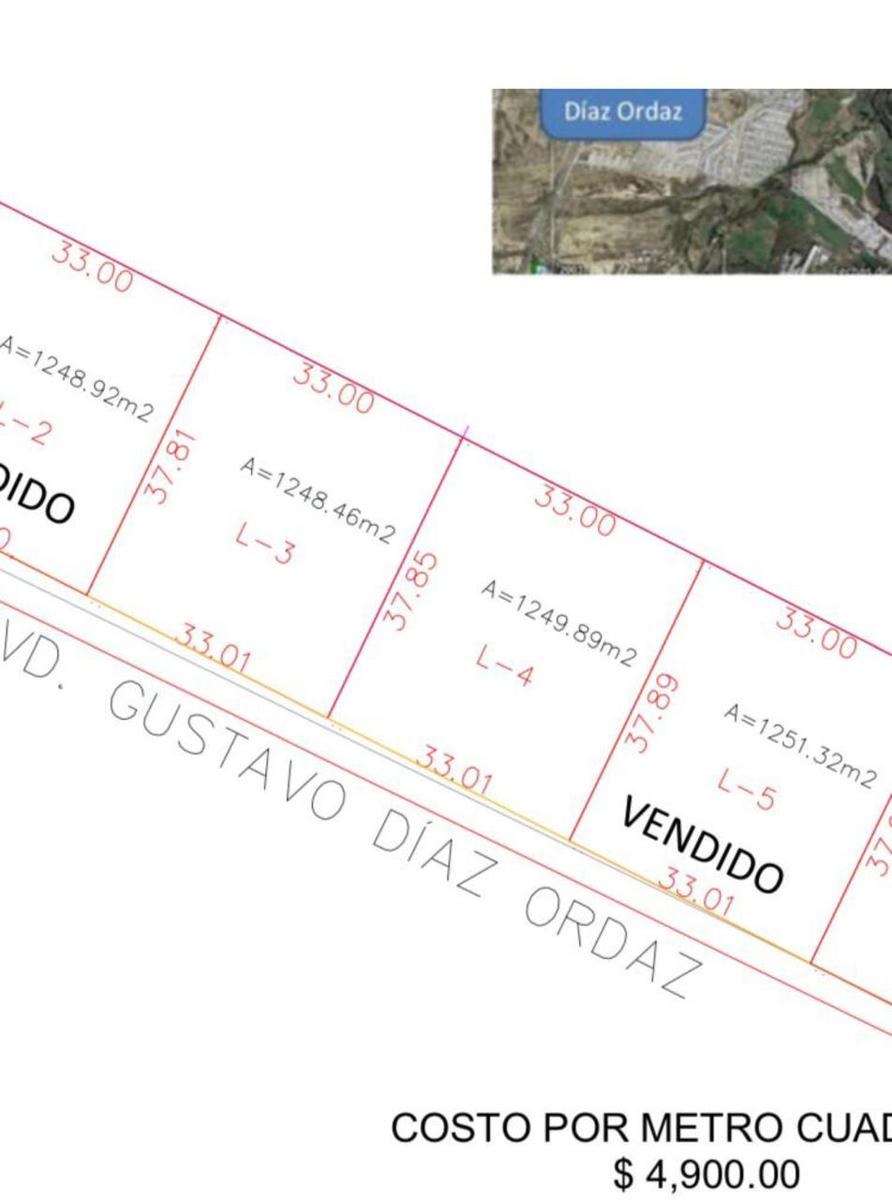 Terreno en  VENTA EN BOULEVARD GUSTAVO DÍAZ ORDAZ