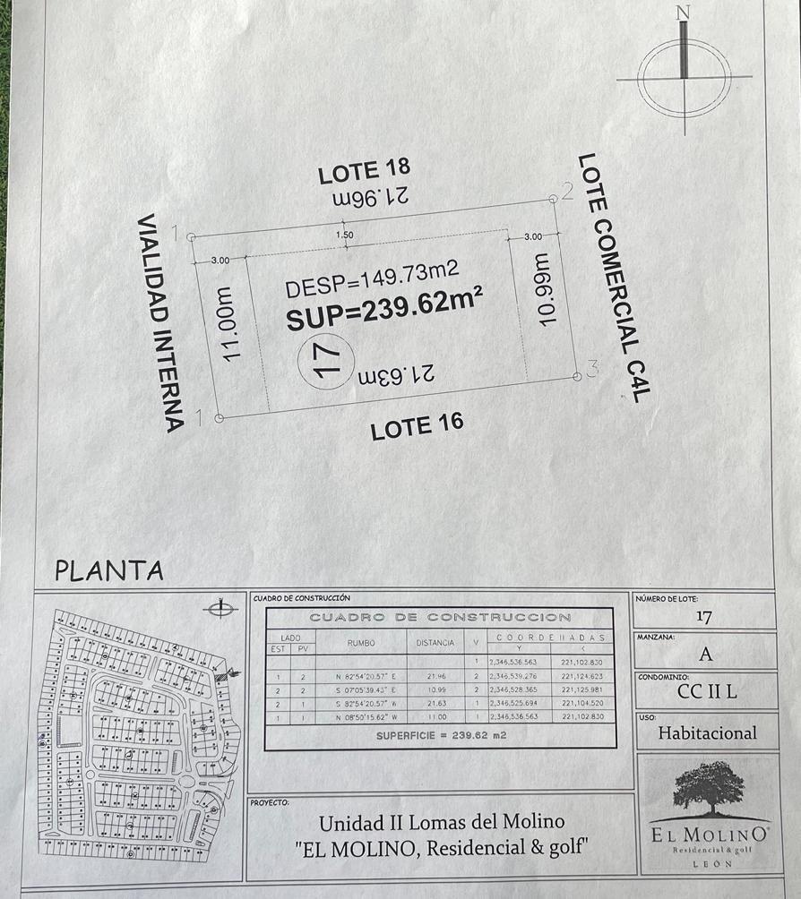 Terreno en Venta en El Molino Lomas 2 Zona norte Leon