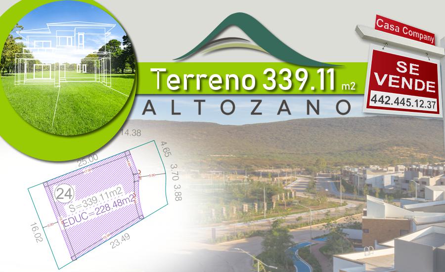 Se Vende Terreno en Altozano de 339.11 m2, para hacer tu nuevo hogar.-