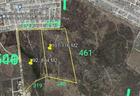 Terreno en venta De 20 hectáreas  colinas del aeropuerto Pesquería Nuevo León .