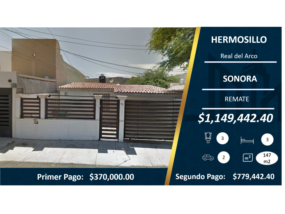 Remate de preciosa Casa en Hermosillo  $1,149,442.40